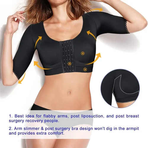 Vista 5 de BRABIC Shaper Tops para mujer, compresión de brazo poscirugía, cierre frontal, brasier moldeador