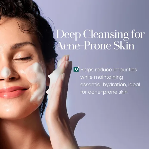 Vista 4 de Hylunia Gel limpiador facial - 5.1 fl oz - Lavanda, suero de ácido hialurónico - Acné - Reparación rápida de la piel Hydrating Cleanser & Makeup