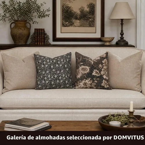 Vista 4 de DOMVITUS Fundas de almohada florales de 18 x 18 pulgadas, fundas de almohada para sofá, funda de almohada con estampado floral, fundas decorativas