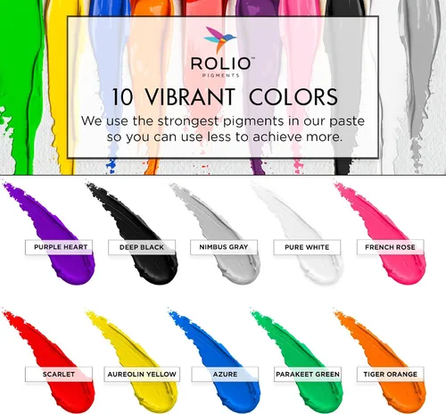 Vista 2 de Rolio Juego de pasta de pigmentos, 10 colores, juego primario, tarros de 1 oz, pigmentos de color de resina para resina epoxi, polvo de mica