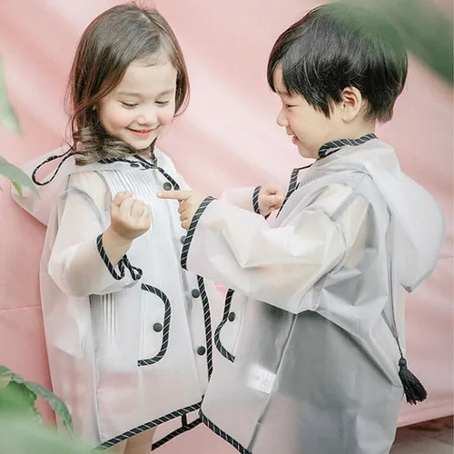 Vista 7 de ZHICHUANG Chubasquero impermeable para niños, con capucha, cubierta protectora transparente, para niños, 5t
