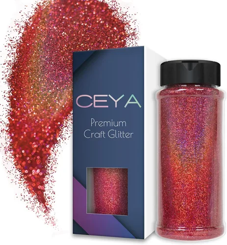 Vista 22 de Ceya - Polvo de purpurina holográfica ultra fina, 1.1 LB/17.63 OZ, color negro láser, 1/128' 0.008' 0.2mm, en masa para manualidades, resina, vasos