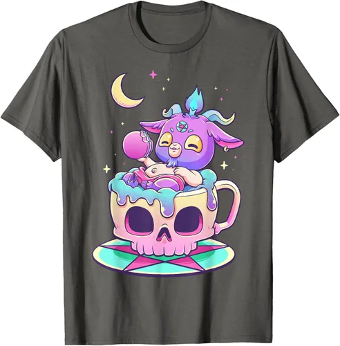 Vista 110 de Kawaii Pastel Goth Cute espeluznante Pentáculo Baphomet - Camiseta de cabra, Negro