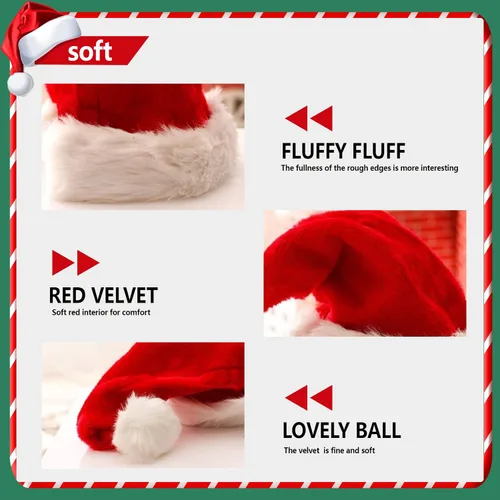 Vista 3 de Paquete de 4 sombreros de Papá Noel para adultos cómodo sombrero de Navidad para niños accesorio de disfraz de Navidad fiesta de disfraces y eventos