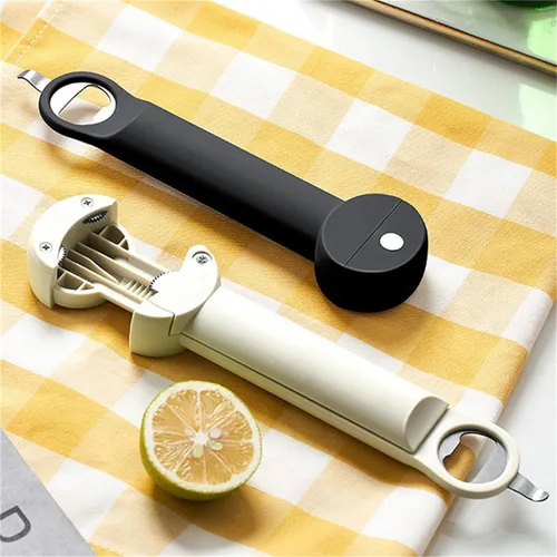 Vista 7 de Tornillo de tapa ajustable de acero inoxidable, abrebotellas retráctil multifuncional, abrelatas magnético, herramienta de cocina múltiple