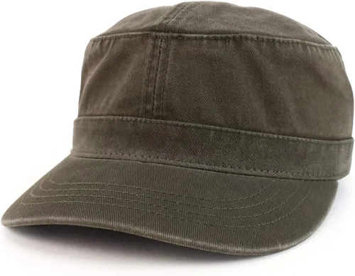 Vista 9 de Trendy Apparel Shop Gorra de béisbol ajustable con parte superior plana militar Caqui oscuro