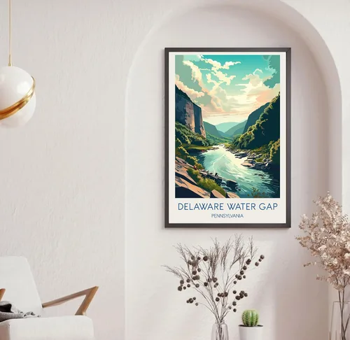 Vista 2 de Póster de viaje con brecha de agua de Delaware, póster de Pensilvania, impresión de brecha de agua de Delaware, arte de pared de fotos de viaje 32