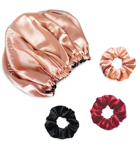 Vista 15 de Silvr Bear Paquete de 6 coleteros de satén de lujo, color negro, suaves, grandes para mujeres y niñas, bandas para el cabello grueso y rizado