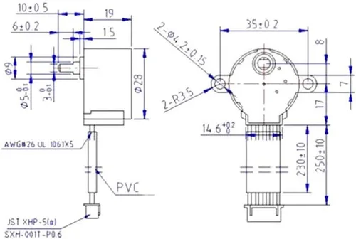 Vista 6 de 28BYJ-48 5V Motor paso a paso de engranajes 4 fases + placa de controlador ULN2003 para kit de bricolaje (tamaño : 28BYJ 48)