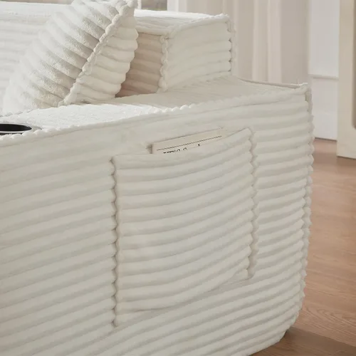 Vista 6 de Tmsan Sofá de 3 plazas sin hueso de 80.7 pulgadas para sala de estar con portavasos y asiento profundo de 26 pulgadas, bolsillos laterales, sofá