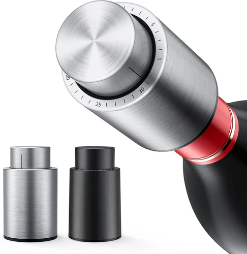 Vista 8 de Tapones para botellas de vino, tapón de vino al vacío 2 en 1, ahorradores de vino de acero inoxidable, conservador de vino reutilizable, tapones