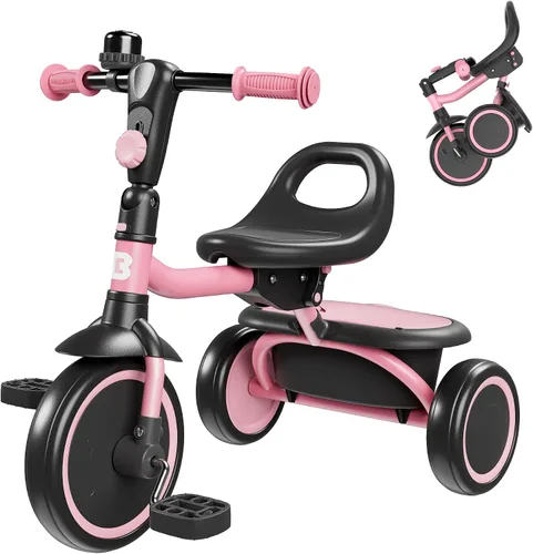 Vista 15 de besrey Triciclo para niños pequeños con campana, triciclo para niños de 18 meses a 5 años, triciclo para niños, bicicleta para niños de 1.5 a 5