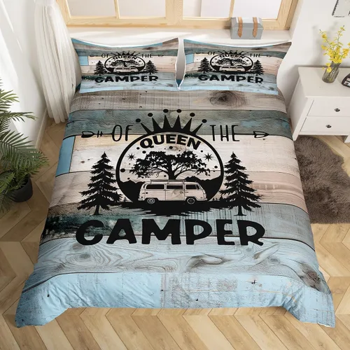 Vista 37 de Erosebridal Lake House Twin Bed Set for Boys Girls Kids, Blue and Beige Lakehouse 2Pcs Duvet Cover with Zipper, Rustic Farmhouse Bedding Sets
