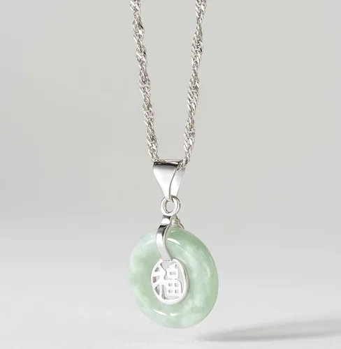 Vista 5 de MORGAN & PAIGE . Collares de plata de ley 925 bañados en rodio de jade genuino para mujer, collar de plata esterlina delicado y ligero de jade verde
