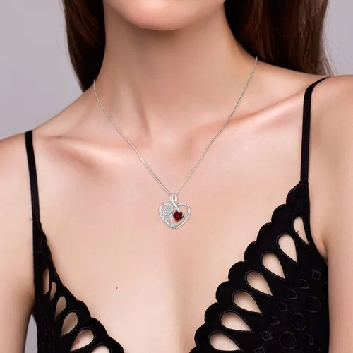 Vista 4 de Lwsary Butterfly Necklace 925 Sterling Silver Love Heart Pendant with Birthstone, Jewelry Gift for Woman Mother Mom Wife Her Girlfriend Girl
