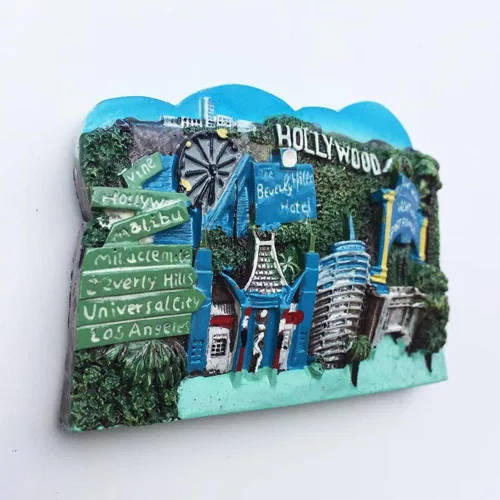 Vista 3 de 3D Hollywood California USA Refrigerador Imán de nevera Recuerdos Turísticos Hecho a mano Resina Artesanía Pegatinas Magnéticas Decoración Hogar