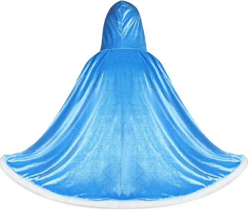 Vista 2 de SATINIOR Disfraz de princesa de piel con capucha de 4 piezas para niñas, disfraces de princesa, accesorios de fiesta