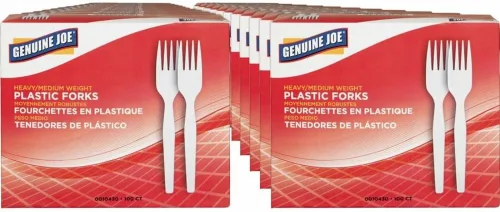 Vista 6 de Genuine Joe Tenedores de plástico blanco pesado (paquete de 100)