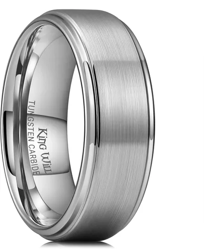 Vista 27 de King Will Anillo de Boda Clásico de Tungsteno para Hombre, Anillos de 6/7/8/9/10mm de Ancho, Acabado Pulido, Borde de Escalón Mate, Ajuste Cómodo