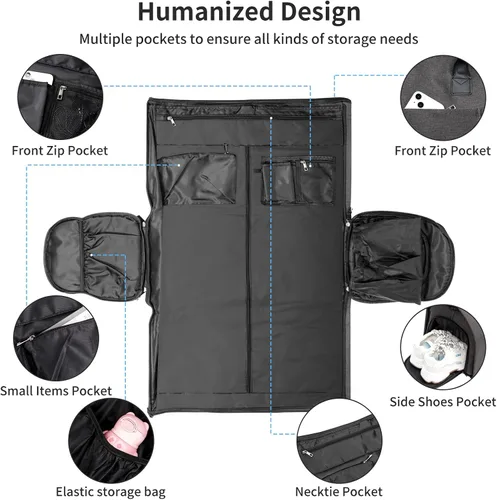Vista 4 de LemoHome Bolsas de ropa con ruedas para viajes, bolsa de lona convertible, bolsas enrollables para viajes, bolsa de ropa con ruedas, equipaje