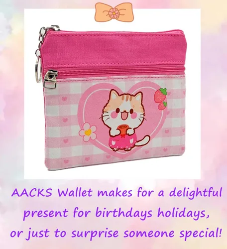 Vista 6 de Monedero de gato para niños y niñas, llavero de dibujos animados, monedero, bolsa de moneda, soporte para tarjetas de crédito kawaii, organizador