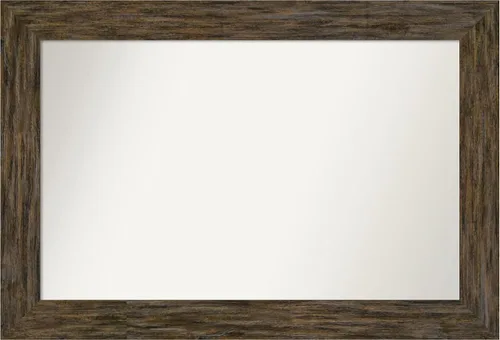 Vista 63 de Amanti Art Espejo personalizado, espejo de baño marrón Fencepost, espejo de pared o espejo de tocador de baño sobre el fregadero (27 x 27 pulgadas)