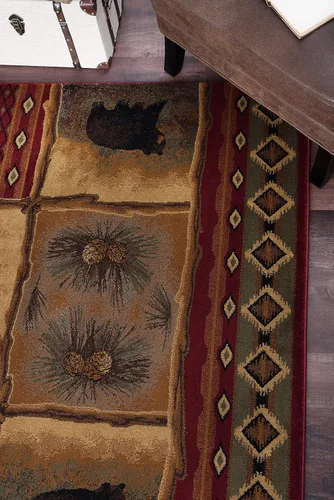 Vista 9 de Sierra Bear - Alfombras rojas de 8 x 10 pies para sala de estar, dormitorio o comedor, cabaña, casa de campo, alfombras para sala de estar