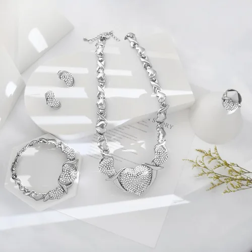 Vista 6 de Conjuntos de joyas de oro para mujer, accesorios de oro de 18 quilates, juego de joyas nupciales para boda, accesorios de oro, conjunto de joyas