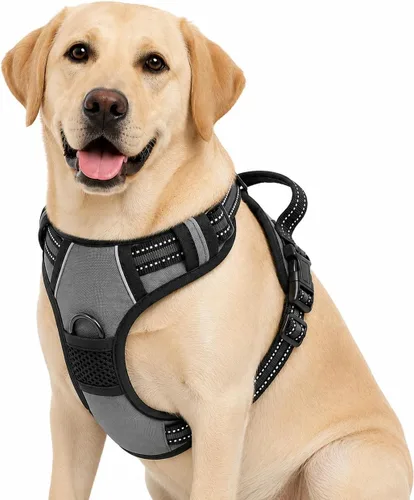 Vista 15 de Arnés para perro sin tirones, arnés reflectante cómodo ajustable con mango de fácil control delantero y trasero, acolchado suave para mascotas