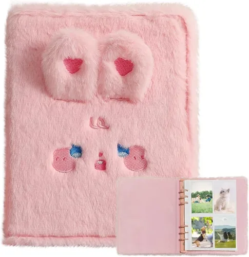 Vista 9 de WAYUTO Carpeta de tarjetas fotográficas Kpop de dibujos animados de felpa con 30 páginas interiores, álbum de tarjeta fotográfica Kpop, libro