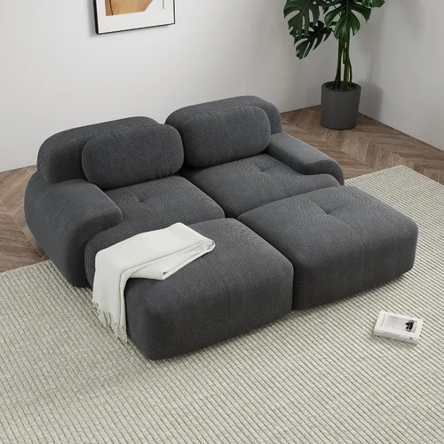 Vista 54 de Sofá sin hueso de 82 pulgadas, cómodo sofá cama de dos plazas, sofá comprimido con asiento profundo, sofá nube de pana para sala de estar