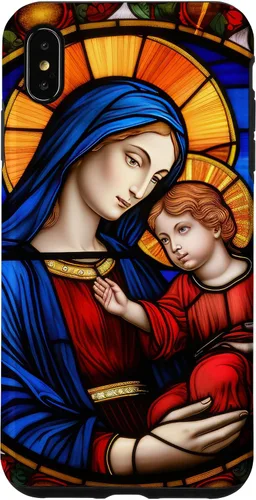 Vista 11 de Blessed Virgin Mary and Jesus Christ Stained Glass Case for iPhone 16