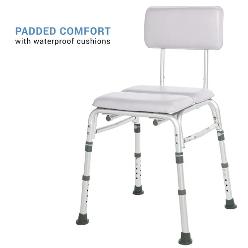 Vista 2 de Lumex - Silla de ducha acolchada de lujo con respaldo, cojines acolchados impermeables para mayor comodidad y calidez, color blanco, 7944KD-1