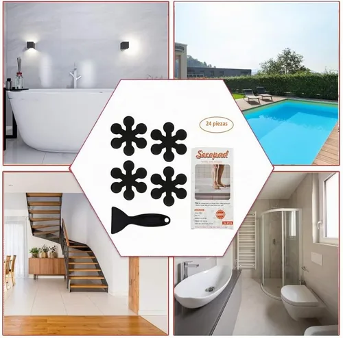 Vista 7 de Secopad Adhesivos para Bañera Antideslizantes, Bandas de Seguridad Adhesivas para Ducha con Raspador Premium
