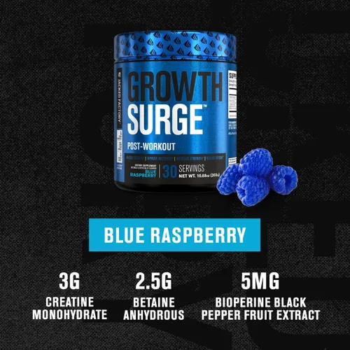 Vista 3 de Jacked Factory Growth Surge Creatine Post Workout con L-Carnitina - Creador muscular diario y suplemento de recuperación con monohidrato