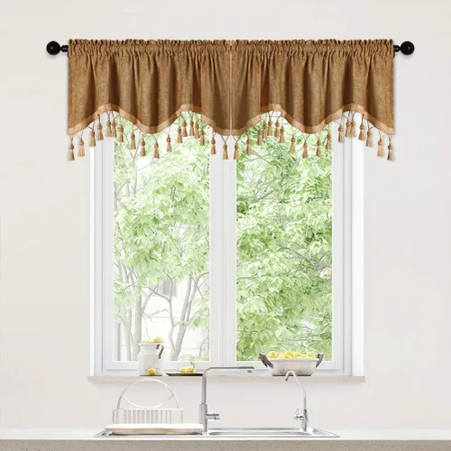 Vista 41 de Cortinas de doble cara de felpilla para cortina de cocina, cenefa para sala de estar