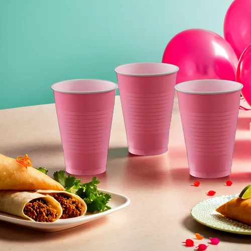 Vista 3 de Amscan Big Party Pack - Vasos de plástico duraderos, 50 unidades (paquete de 1), color rosa