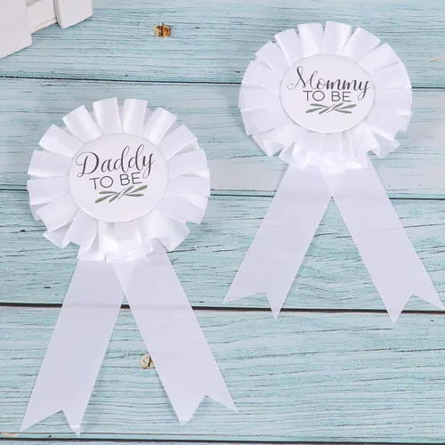Vista 7 de HAPPYLAND - Decoración para baby shower, insignia de hojalata para mamá y papá para ser baby shower, revelación de género