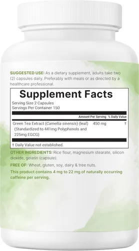 Vista 6 de Micro Ingredients Extracto de té verde extra fuerte, 300 cápsulas Suministro para 5 meses Suplemento antioxidante de polifenoles de máxima