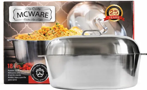 Vista 2 de Asador ovalado de aluminio de 18 pulgadas, McWare by Cajun Classic Cookware