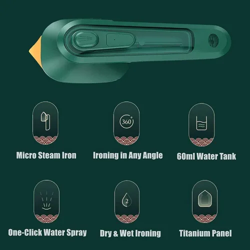 Vista 7 de Máquina de planchar colgante portátil, plancha eléctrica de mano, mini vaporizador de ropa de vapor plegado para viajes en el hogar y negocios