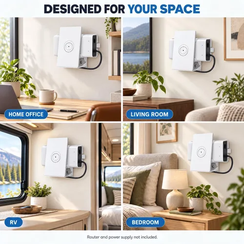 Vista 11 de XLTTYWL® Soporte de pared 2 en 1 para enrutador Starlink V5 y fuente de Blanco