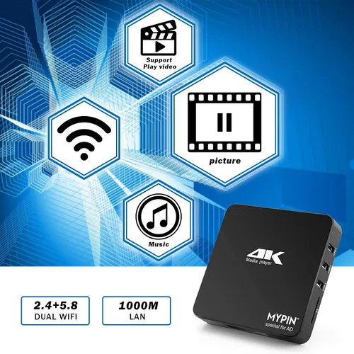 Vista 4 de Reproductor multimedia MP4 4K @60hz con fuente de alimentación, unidad USB HDD/256G de 8 TB/tarjeta SD con salida HDMI/AV para HDTV/PPT MKV AVI MP4