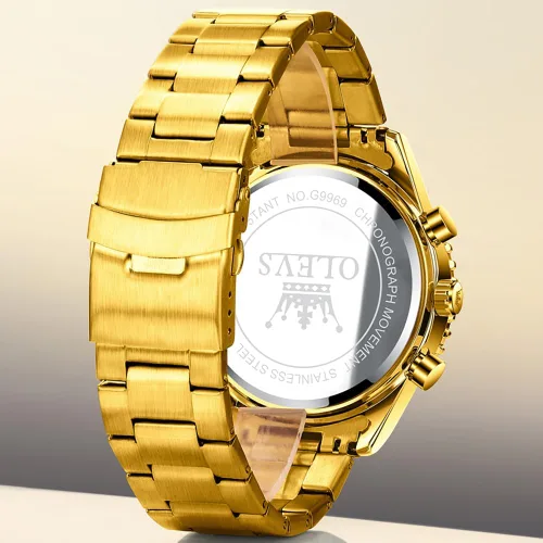 Vista 2 de OLEVS Relojes para hombre, cronógrafo, vestido de lujo, fase lunar, cuarzo, acero inoxidable, impermeable, luminoso, calendario de negocios, reloj