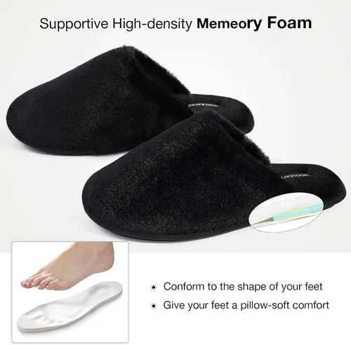 Vista 4 de Snug Leaves - Pantuflas de piel sintética con forro de espuma viscoelástica, para mujer