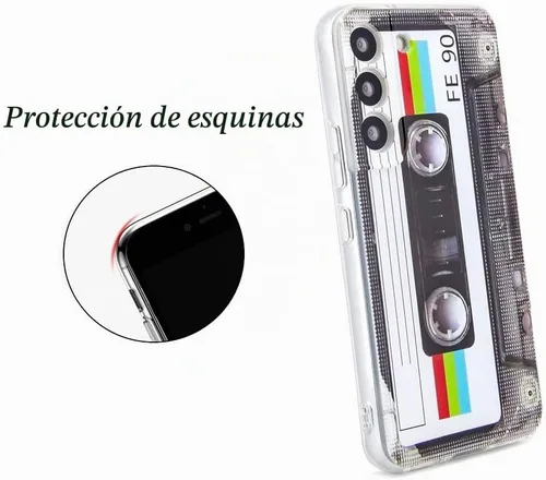 Vista 3 de FAteamll Funda para Galaxy S22 a prueba de golpes a prueba de arañazos con TPU suave parachoques retro cassette cinta caso compatible con Samsung