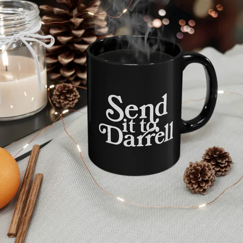 Vista 2 de Send It To Darrell Send It To Daryl - Taza de café vintage con diseño de drama divertido (negro)