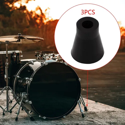 Vista 5 de 3 Pieces Drum Feet Covers Drum Hardware Stand Replacement Rubber Slipcover Non Slip PP Material Protector Suitable for Drummers Rehearsal Music