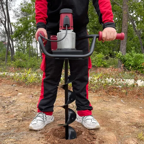 Vista 2 de 1500W 1.6HP Electric Post Hole Excavadora de extensión con brocas de 5.91 pulgadas y 3.94 pulgadas Excavadora eléctrica para plantar vallas