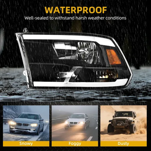 Vista 5 de DWVO: Juego de faros delanteros LED DRL Switchback compatible con Dodge Ram 1500 modelo 2009 a 2018/Dodge Ram 2500 3500 modelo 10 a 18/Ram 1500